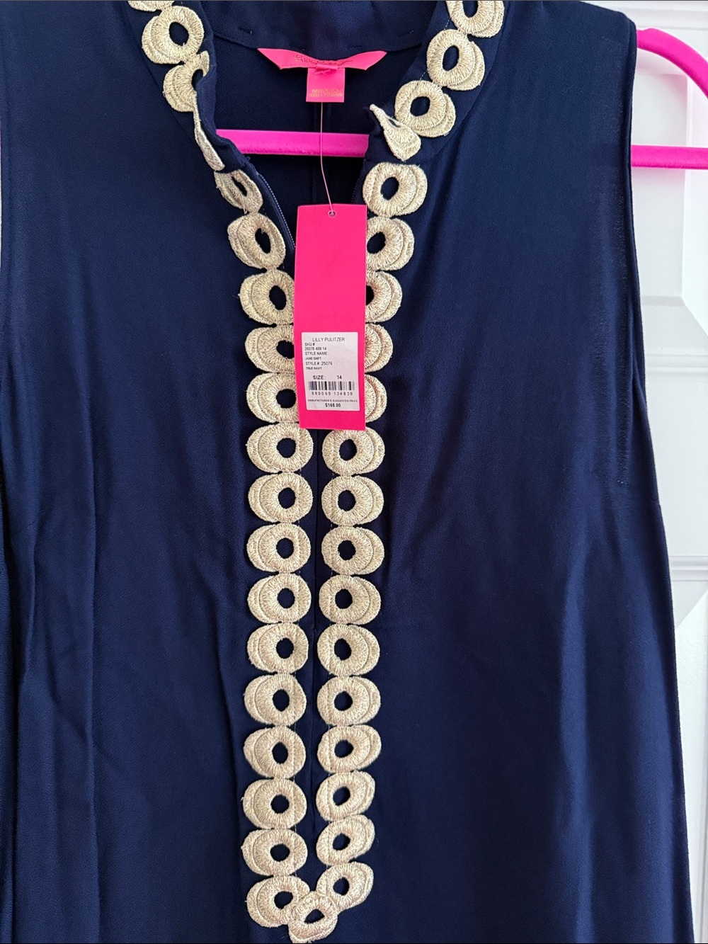Lilly Pulitzer size 14 Navy Jane Dress with Gold Embellished Placket new - Picture 2 of 4